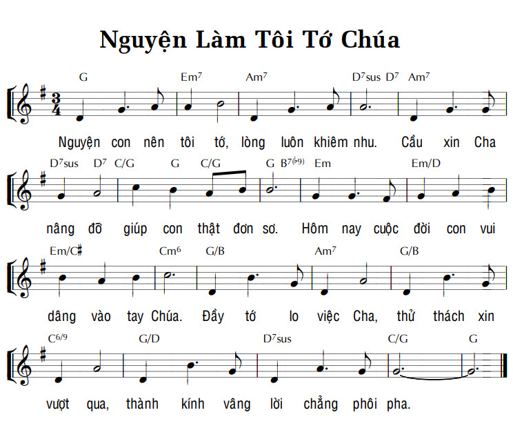 Sheet music: NGUYỆN LÀM TÔI TỚ CHÚA