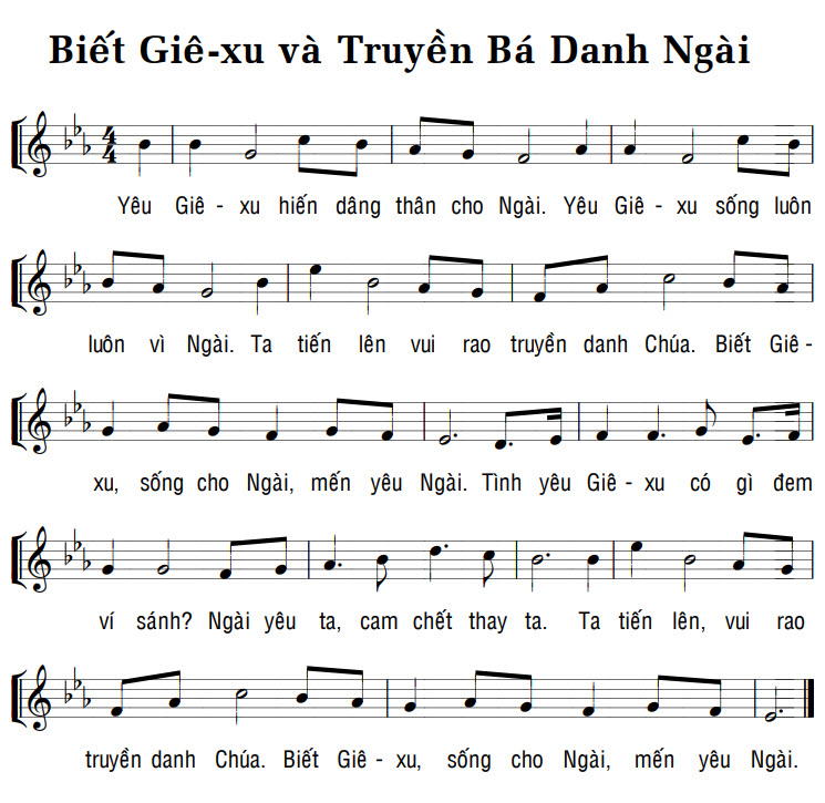 Sheet music: BIẾT GIÊ-XU VÀ TRUYỀN BÁ DANH NGÀI