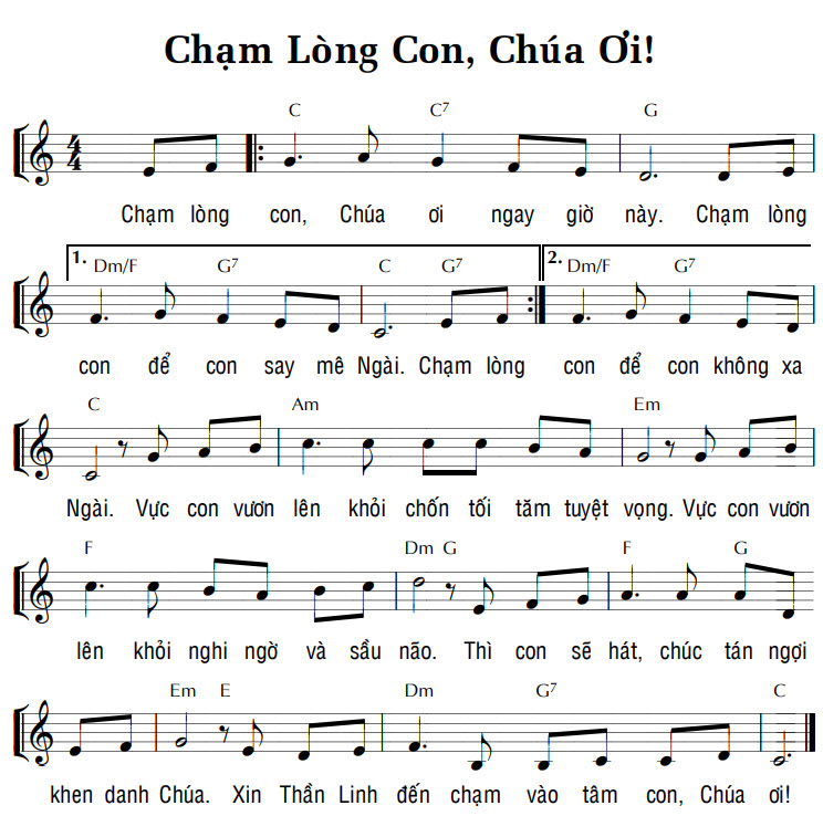 Sheet music: CHẠM LÒNG CON CHÚA ƠI!