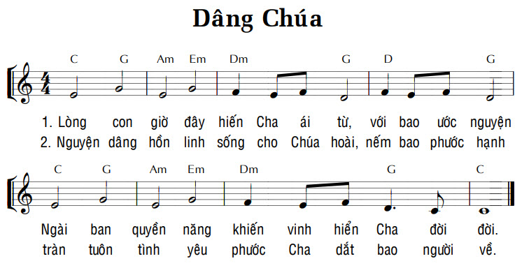 Sheet music: DÂNG CHÚA