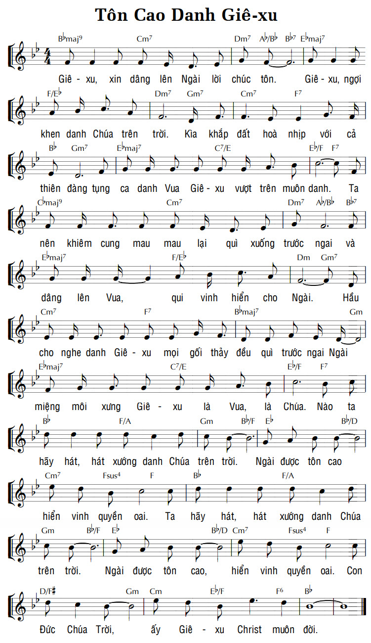 Sheet music: TÔN CAO DANH GIÊ-XU