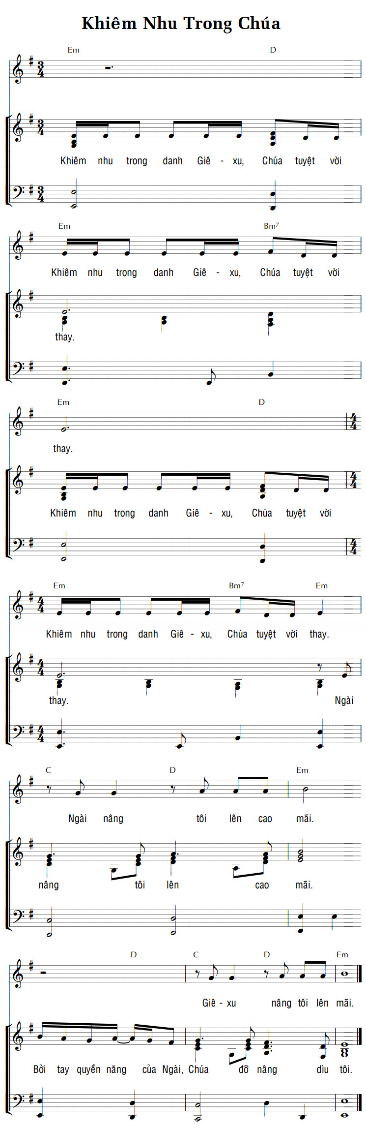 Sheet music: KHIÊM NHU TRONG CHÚA