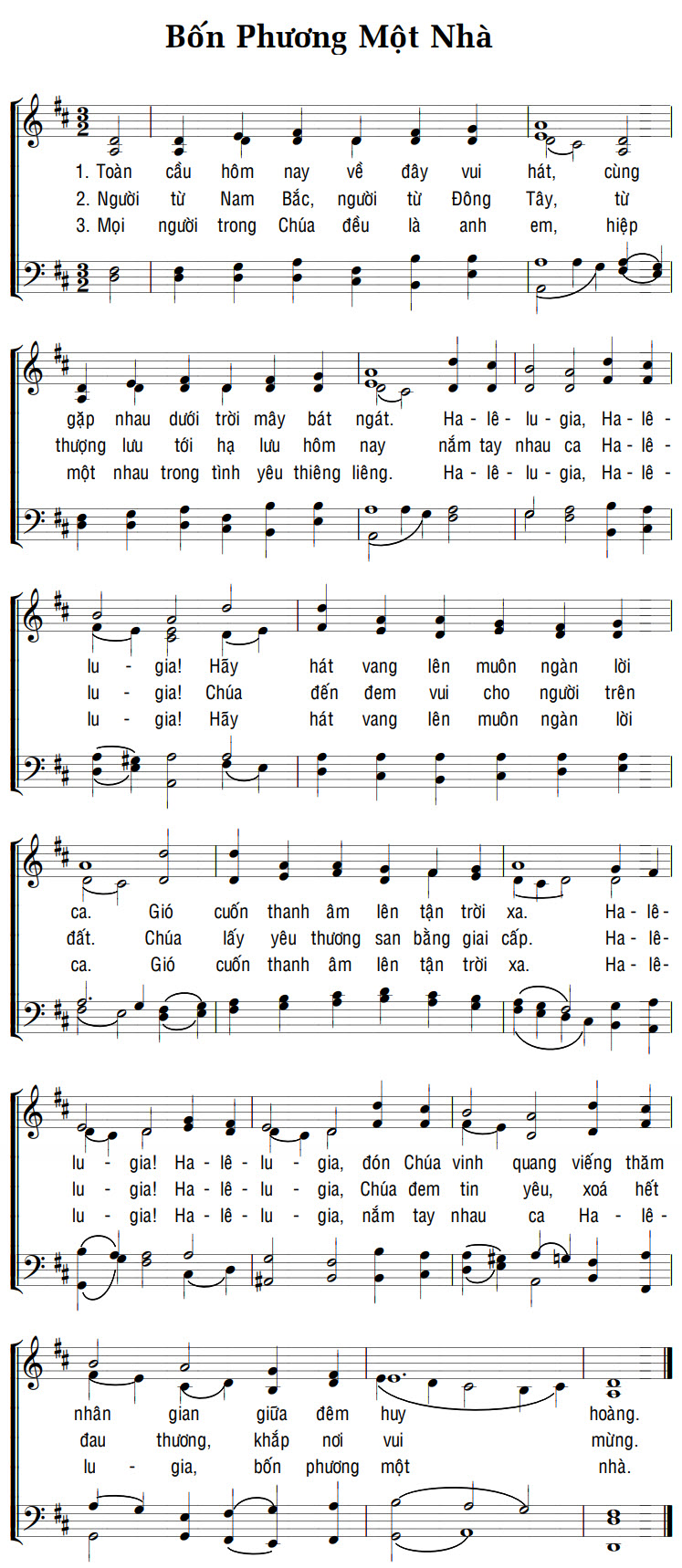 Sheet music: BỐN PHƯƠNG MỘT NHÀ