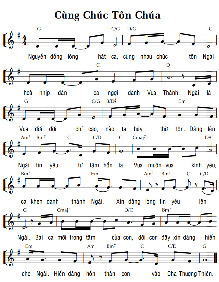 Sheet music: CÙNG CHÚC TÔN CHÚA