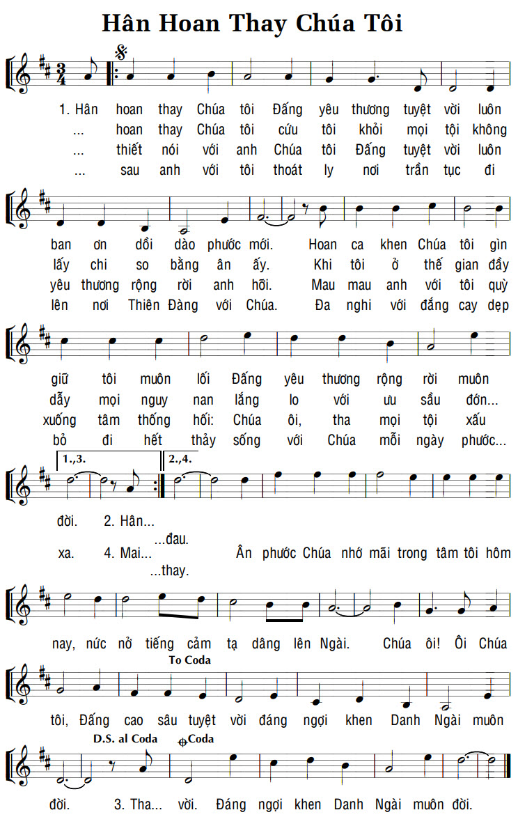 Sheet music: HÂN HOAN THAY CHÚA TÔI