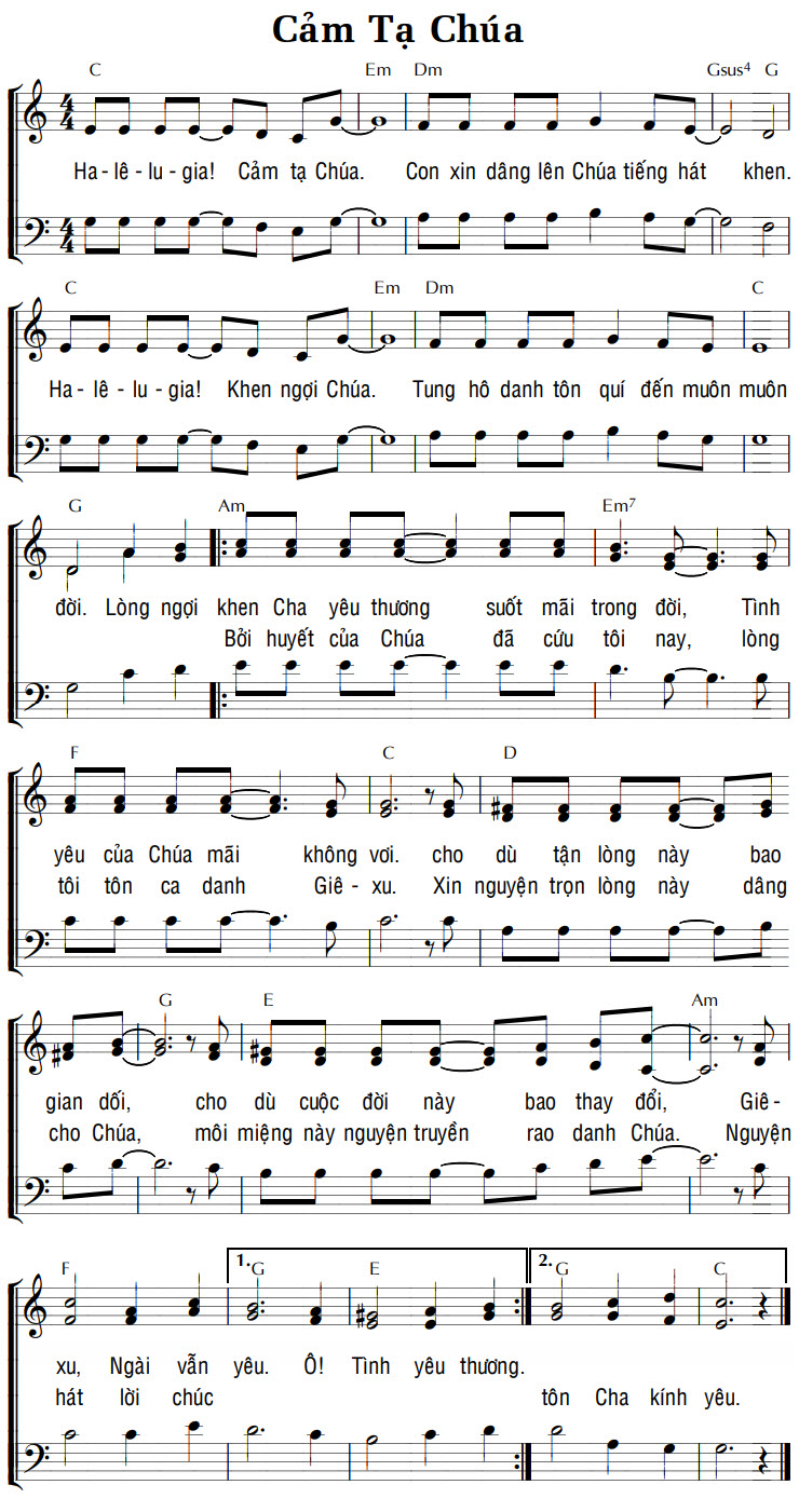 Sheet music: CẢM TẠ CHÚA