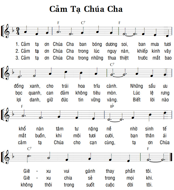 Sheet music: CẢM TẠ CHÚA CHA