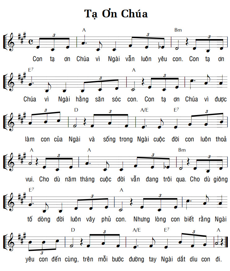 Sheet music: TẠ ƠN CHÚA