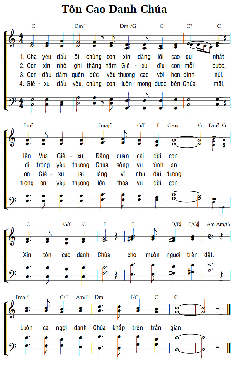 Sheet music: TÔN CAO DANH CHÚA