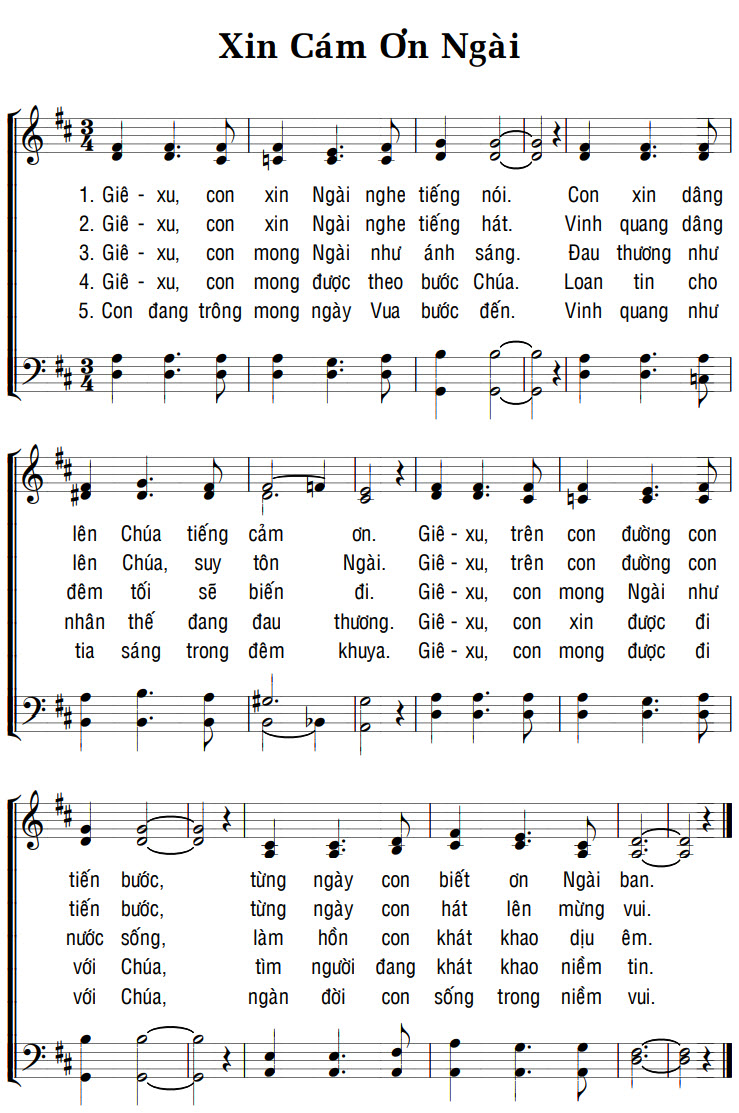 Sheet music: XIN CÁM ƠN NGÀI