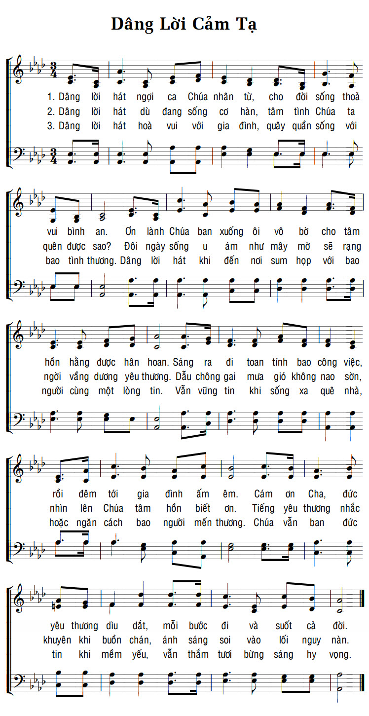 Sheet music: DÂNG LỜI CẢM TẠ