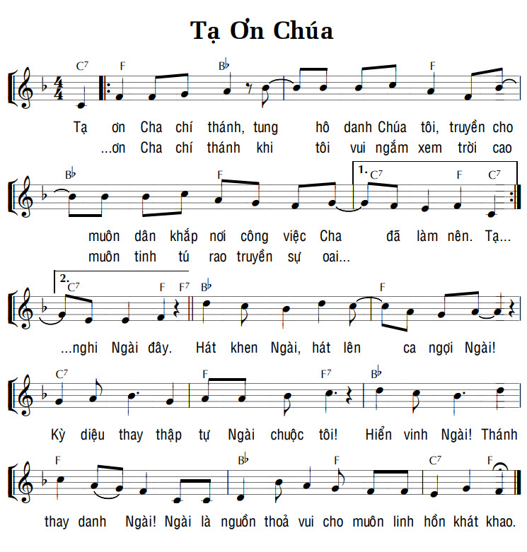 Sheet music: TẠ ƠN CHÚA