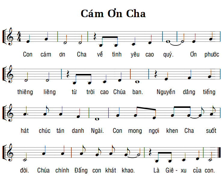 Sheet music: CÁM ƠN CHA
