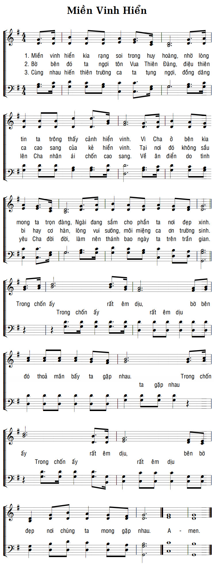 Sheet music: MIỀN VINH HIỂN