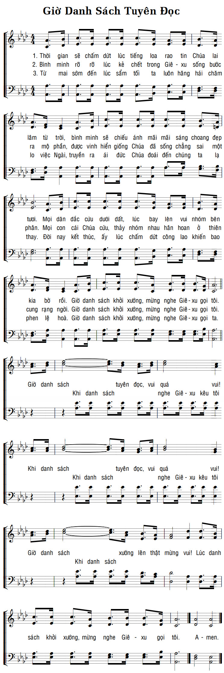Sheet music: GIỜ DANH SÁCH TUYÊN ĐỌC