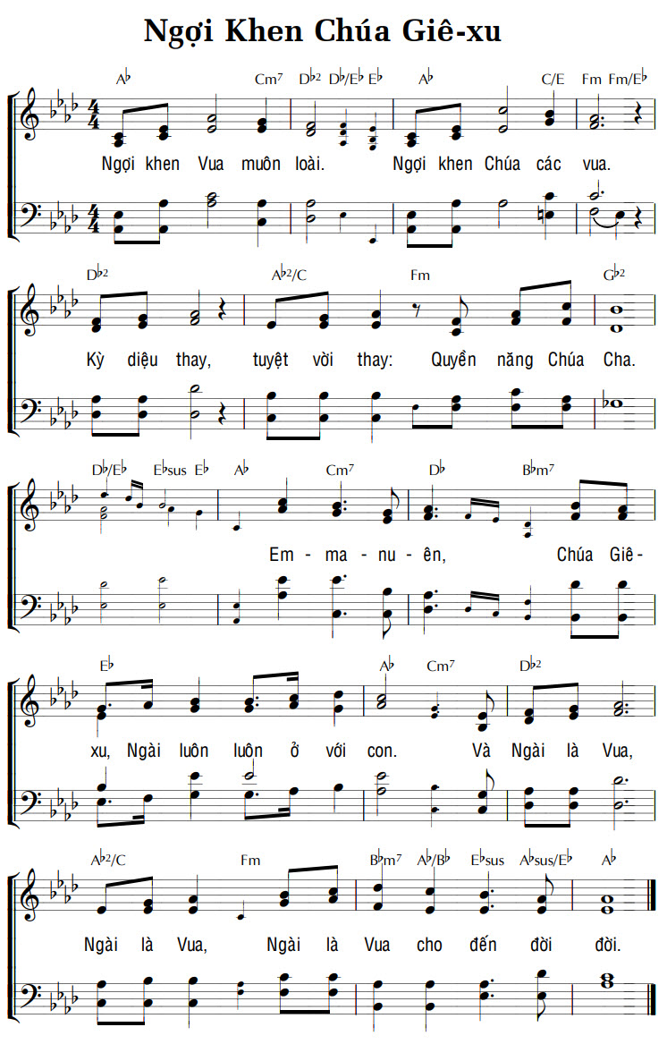 Sheet music: NGỢI KHEN CHÚA GIÊ-XU
