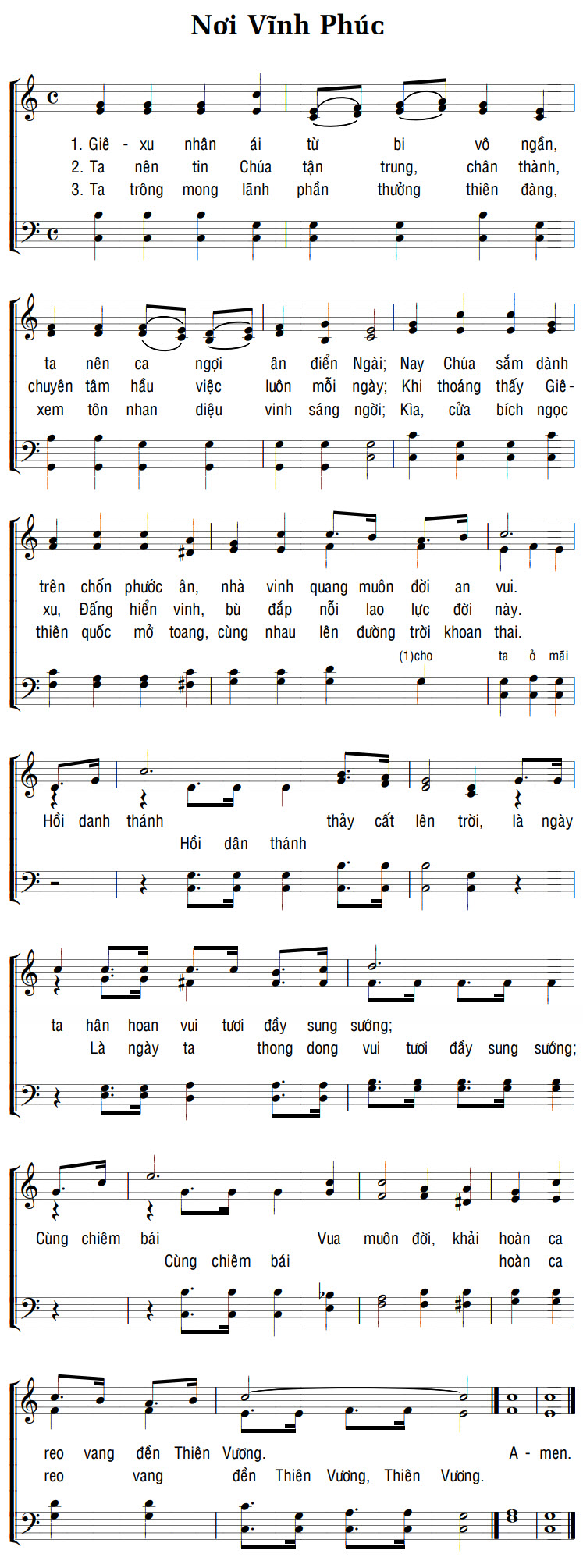 Sheet music: NƠI VĨNH PHÚC