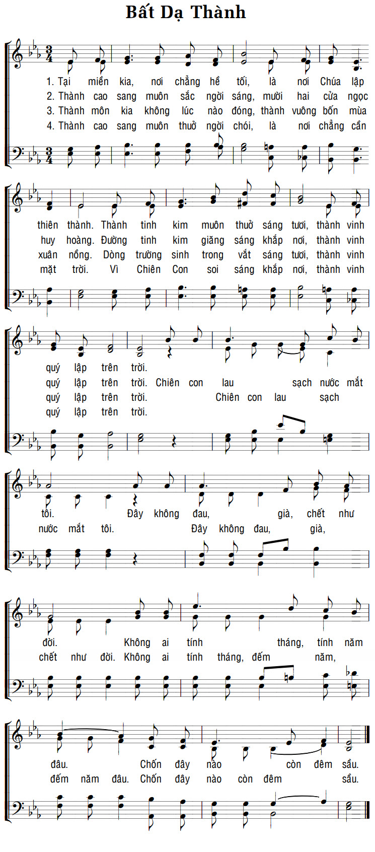 Sheet music: BẤT DẠ THÀNH