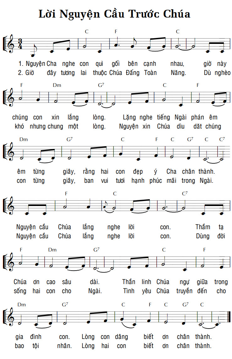 Sheet music: LỜI NGUYỆN CẦU TRƯỚC CHÚA