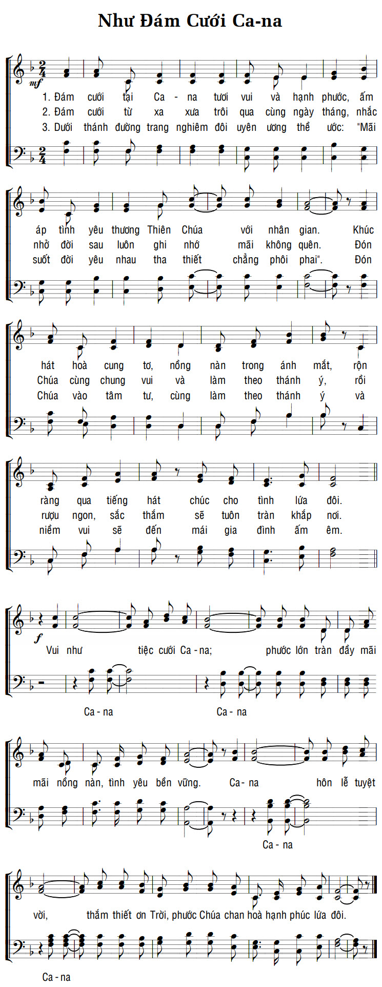 Sheet music: NHƯ ĐÁM CƯỚI CA-NA