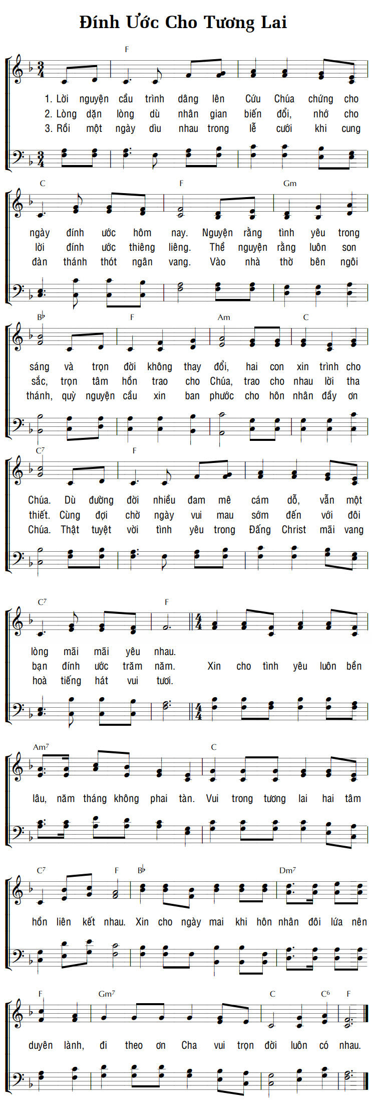 Sheet music: ĐÍNH ƯỚC CHO TƯƠNG LAI