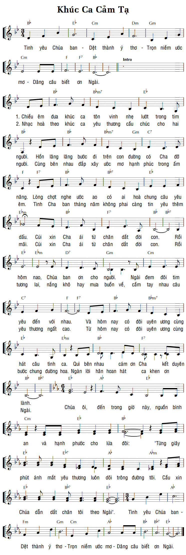Sheet music: KHÚC CA CẢM TẠ