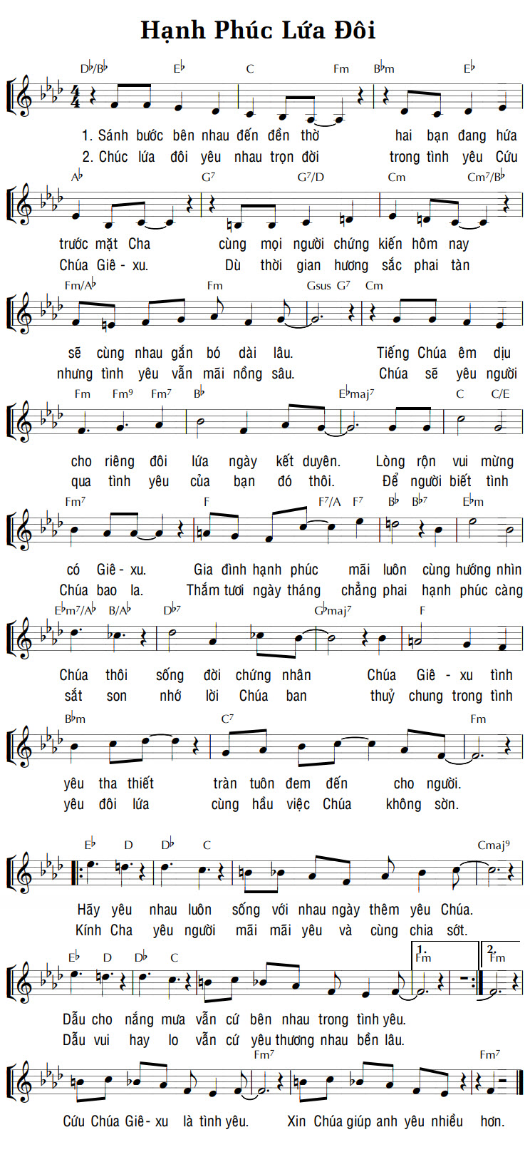 Sheet music: HẠNH PHÚC LỨA ĐÔI