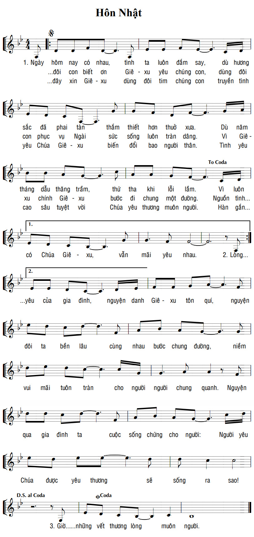 Sheet music: HÔN NHẬT