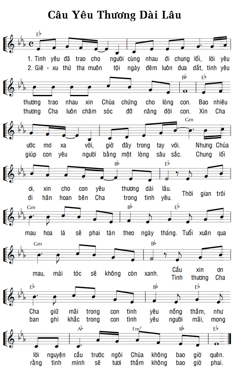 Sheet music: CÂU YÊU THƯƠNG DÀI LÂU