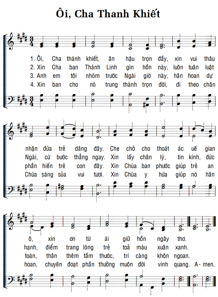 Sheet music: ÔI, CHA THÁNH KHIẾT