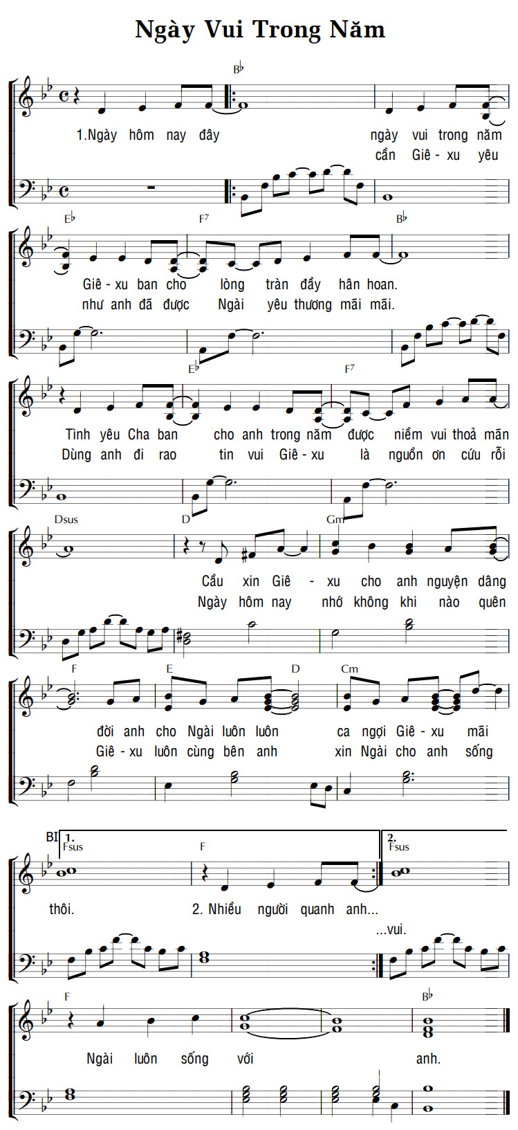 Sheet music: NGÀY VUI TRONG NĂM