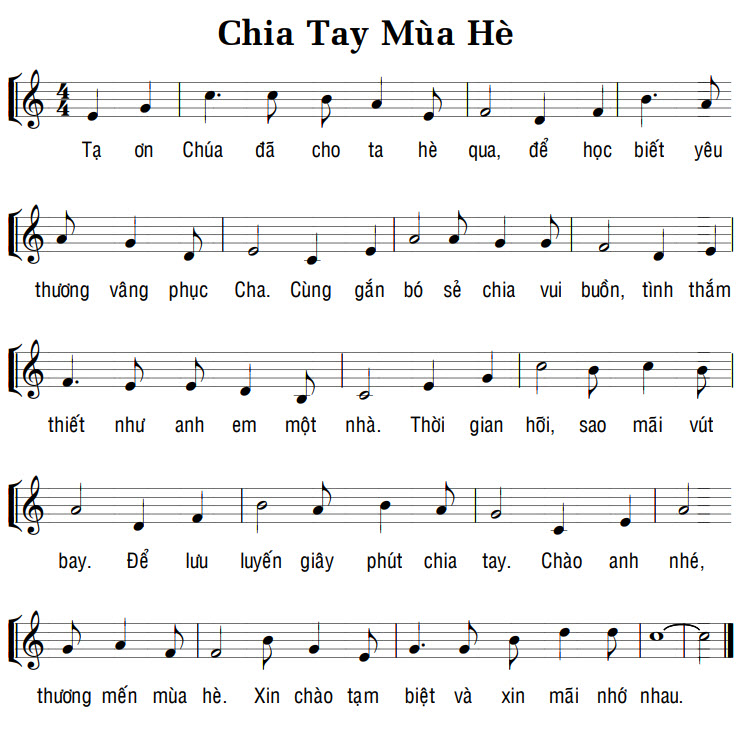 Sheet music: CHIA TAY MÙA HÈ