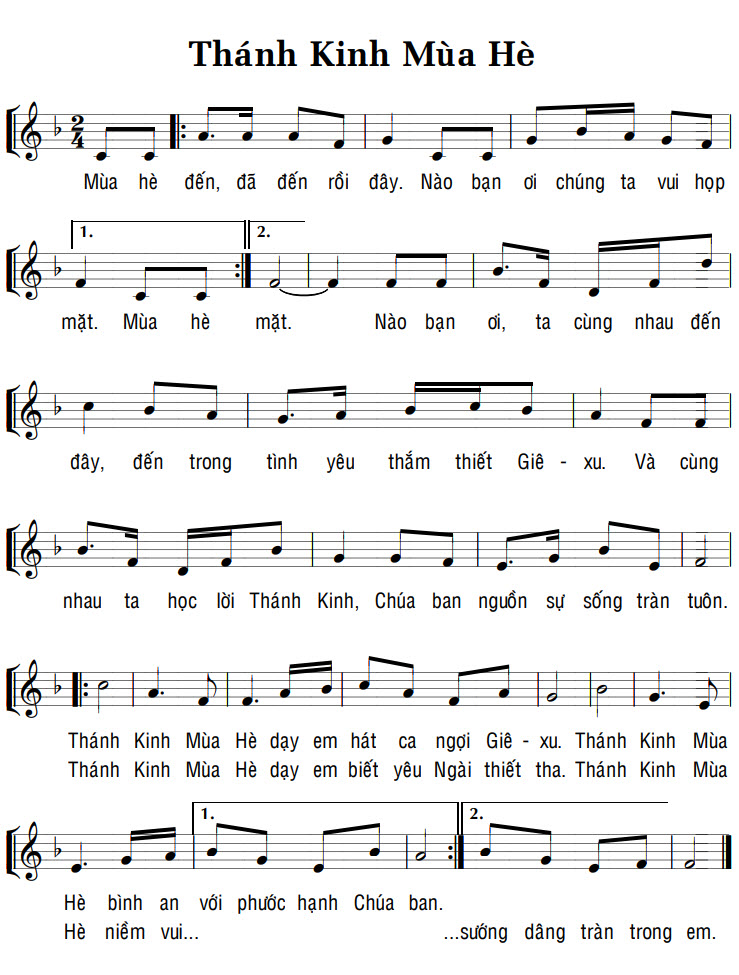 Sheet music: THÁNH KINH MÙA HÈ