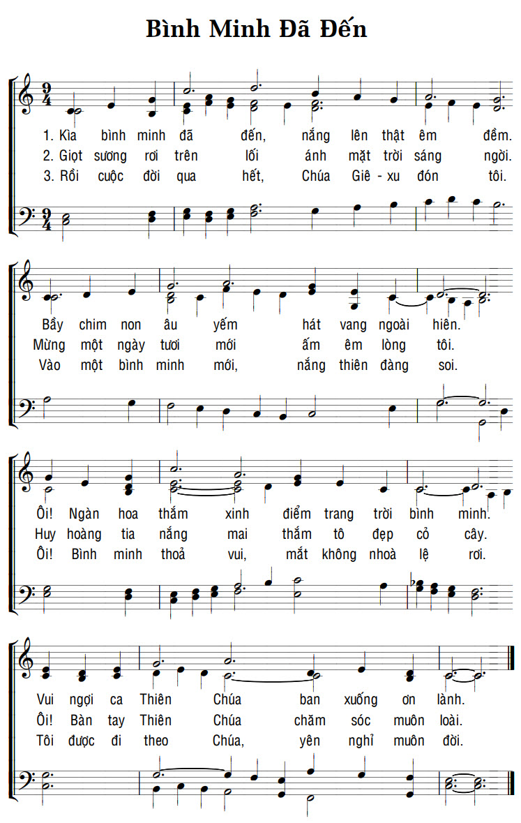 Sheet music: BÌNH MINH ĐÃ ĐẾN