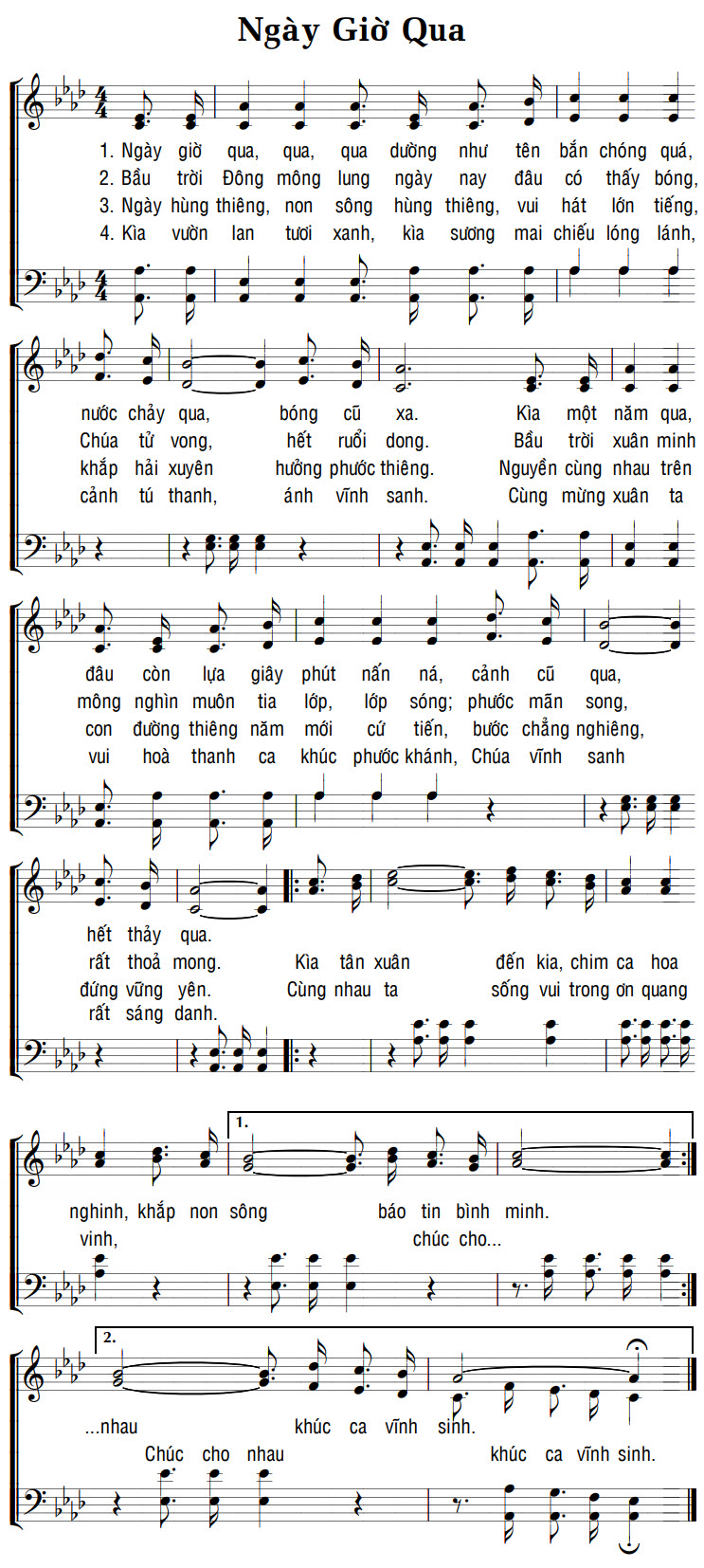 Sheet music: NGÀY GIỜ QUA