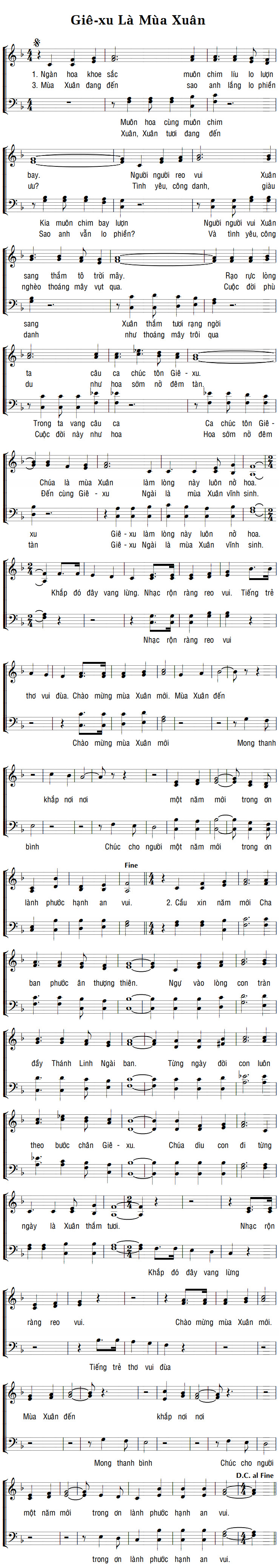 Sheet music: GIÊ-XU LÀ MÙA XUÂN