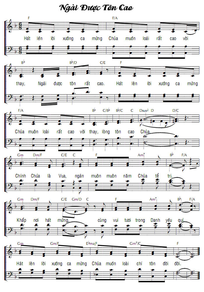 Sheet music: NGÀI ĐƯỢC TÔN CAO