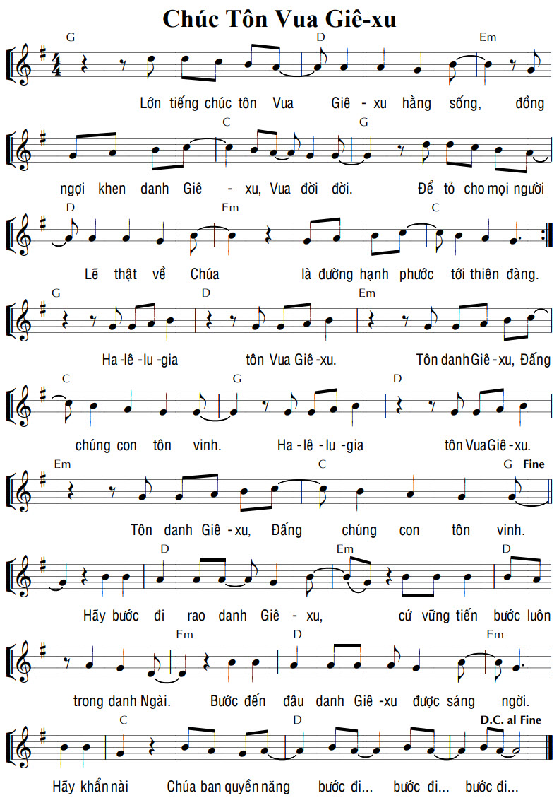 Sheet music: CHÚC TÔN VUA GIÊ-XU