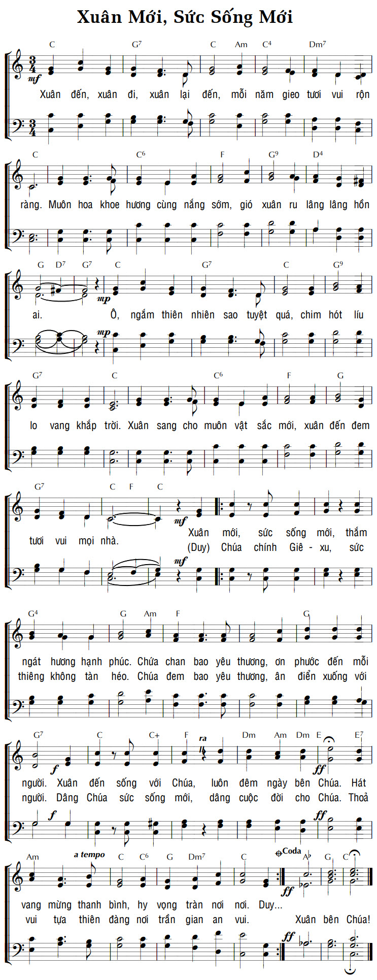 Sheet music: XUÂN MỚI, SỨC SỐNG MỚI