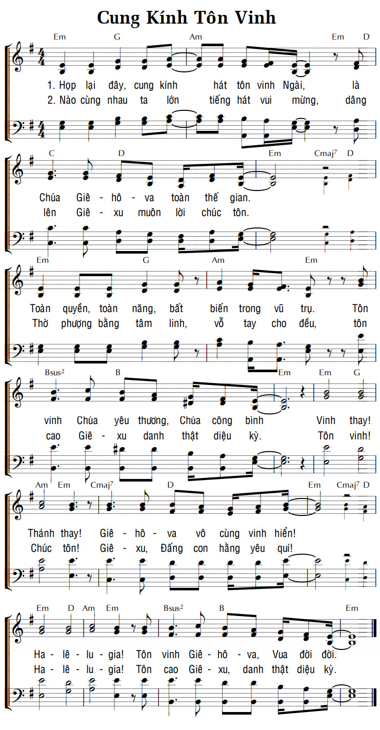 Sheet music: CUNG KÍNH TÔN VINH