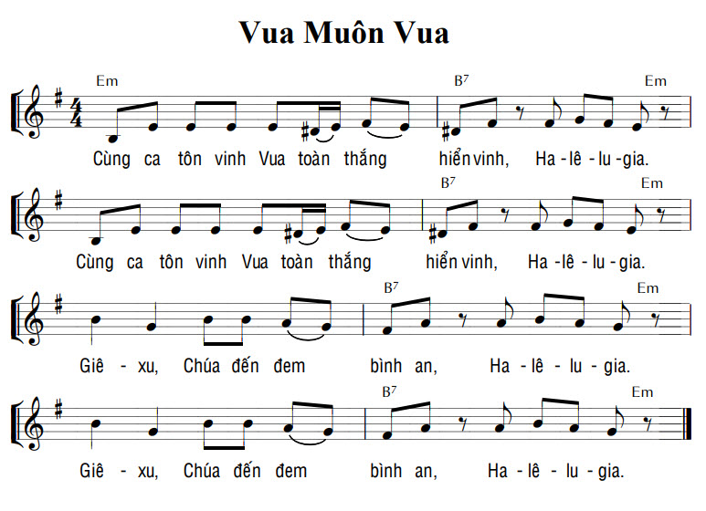 Sheet music: VUA MUÔN VUA