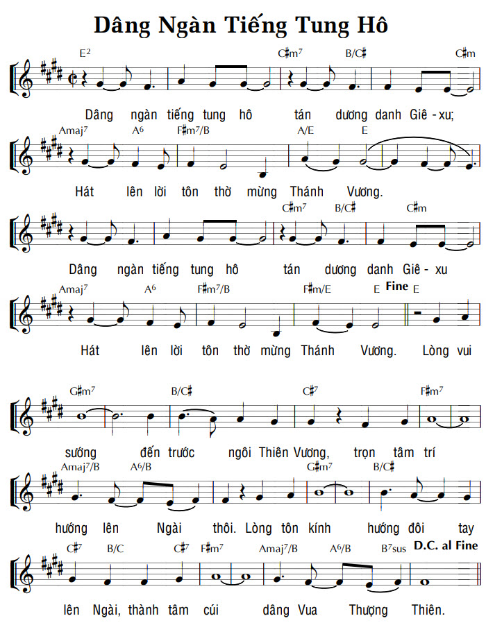 Sheet music: DÂNG NGÀN TIẾNG TUNG HÔ