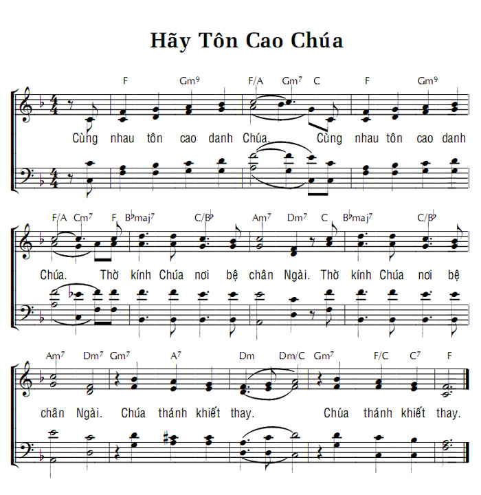 Sheet music: HÃY TÔN CAO CHÚA