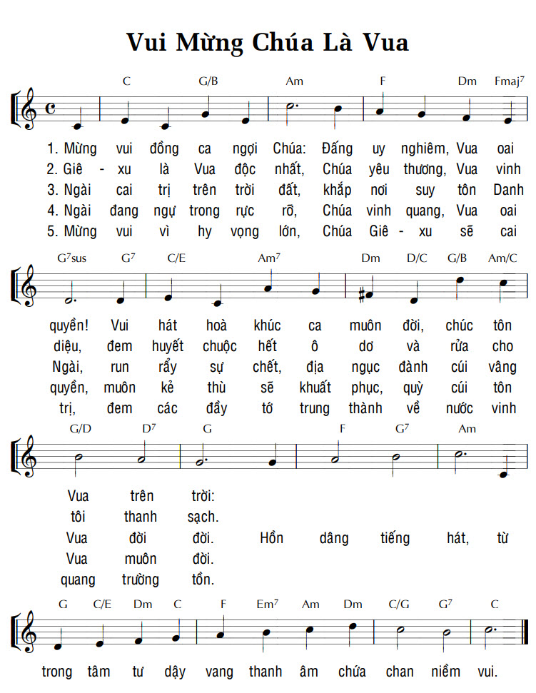 Sheet music: VUI MỪNG CHÚA LÀ VUA