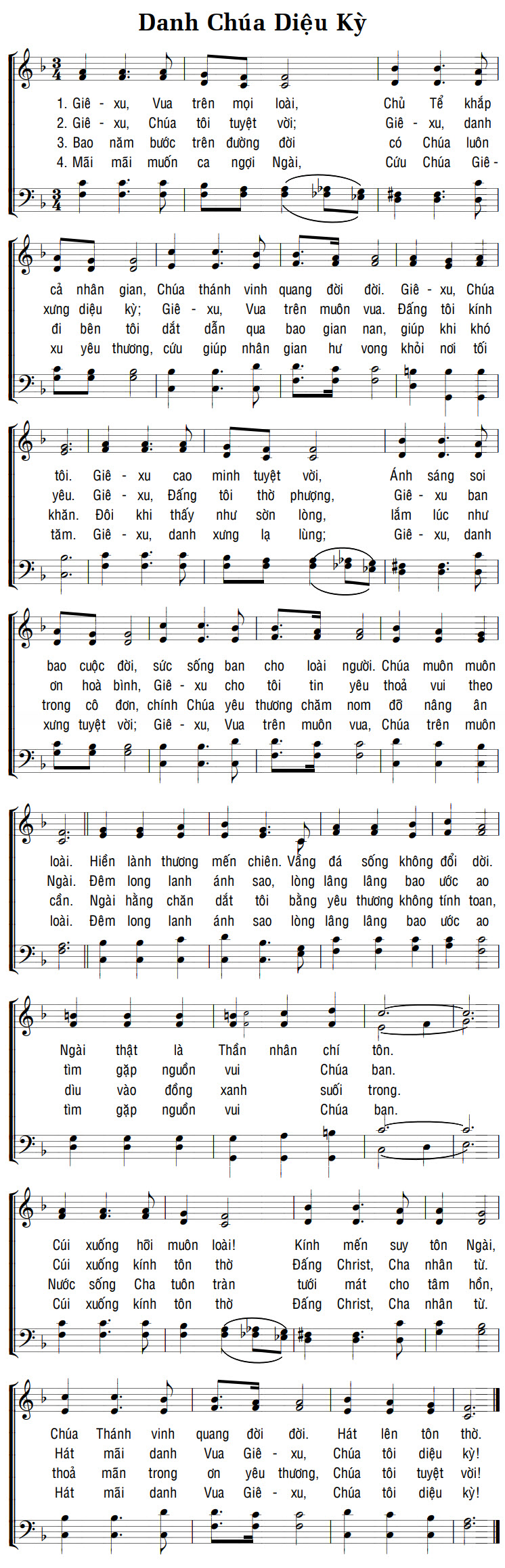 Sheet music: DANH CHÚA DIỆU KỲ