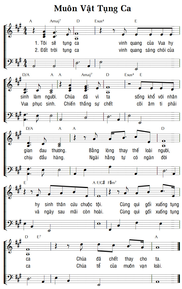 Sheet music: MUÔN VẬT TỤNG CA