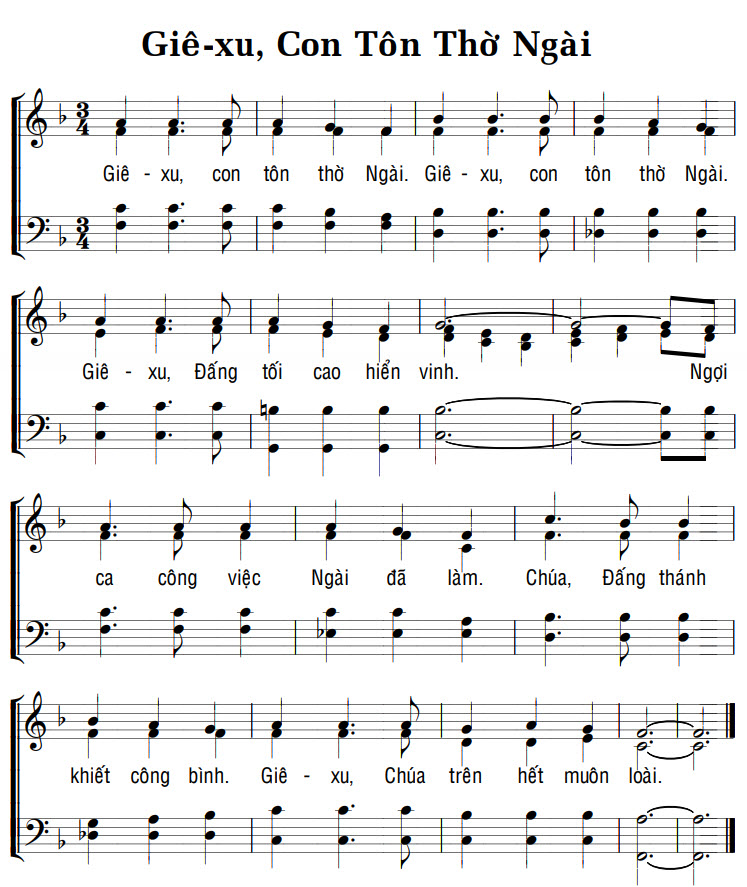 Sheet music: GIÊ-XU, CON TÔN THỜ NGÀI