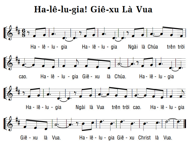 Sheet music: HA-LÊ-LU-GIA! GIÊ-XU LÀ VUA