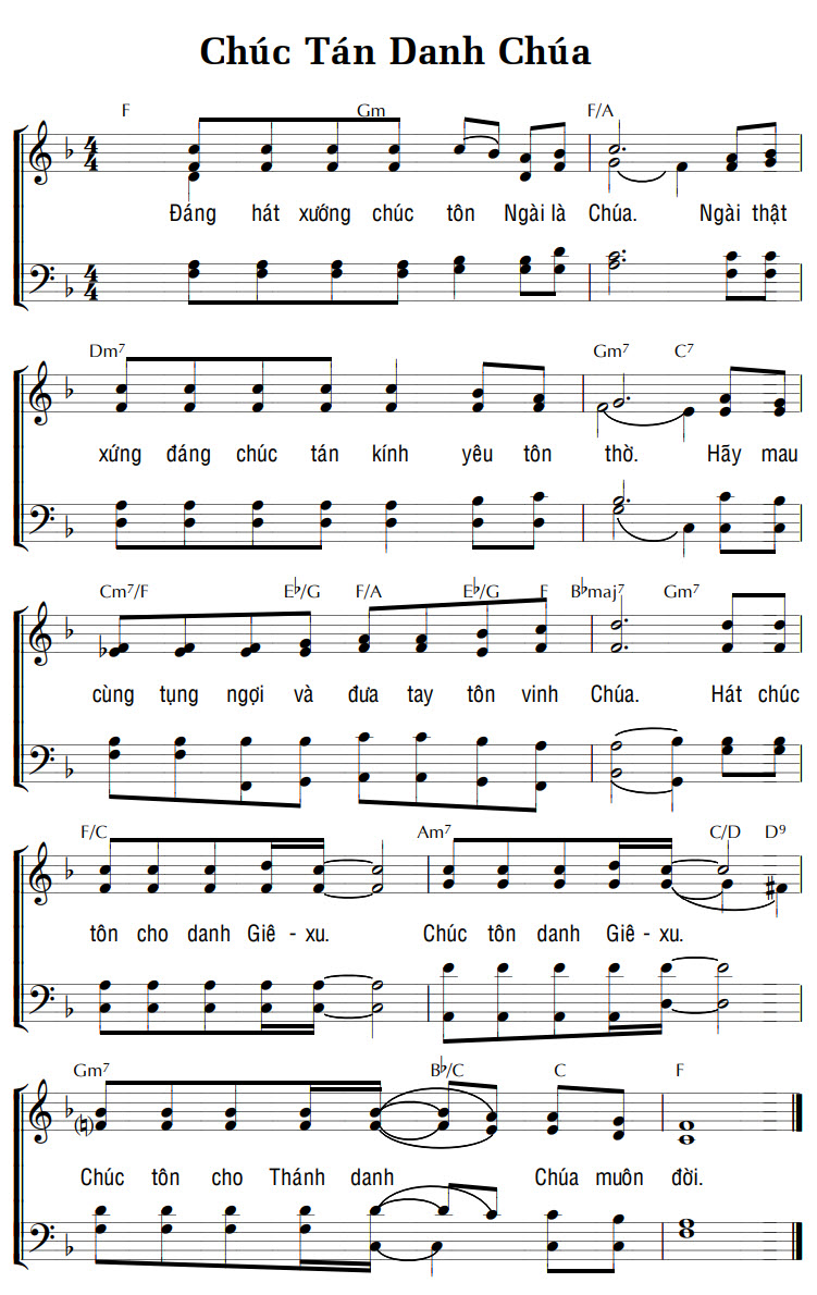 Sheet music: CHÚC TÁN DANH CHÚA