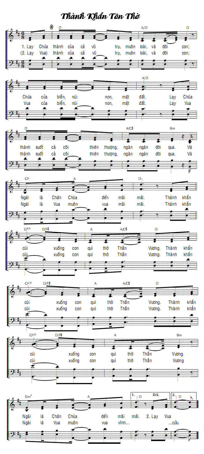 Sheet music: THÀNH KHẨN TÔN THỜ